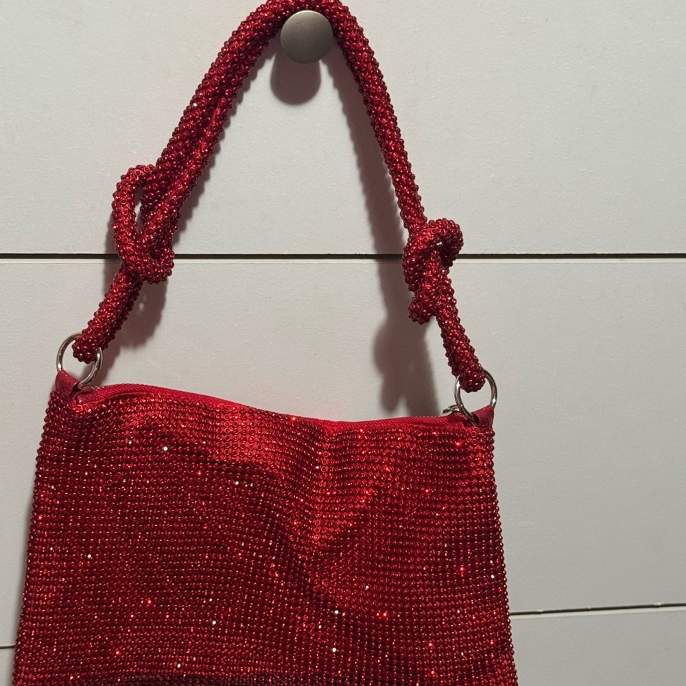 Elegant Red Beaded Women's Bag